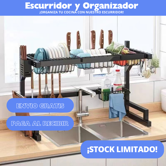 Escurridor de Platos Doble Nivel - Maximiza tu Espacio en la Cocina