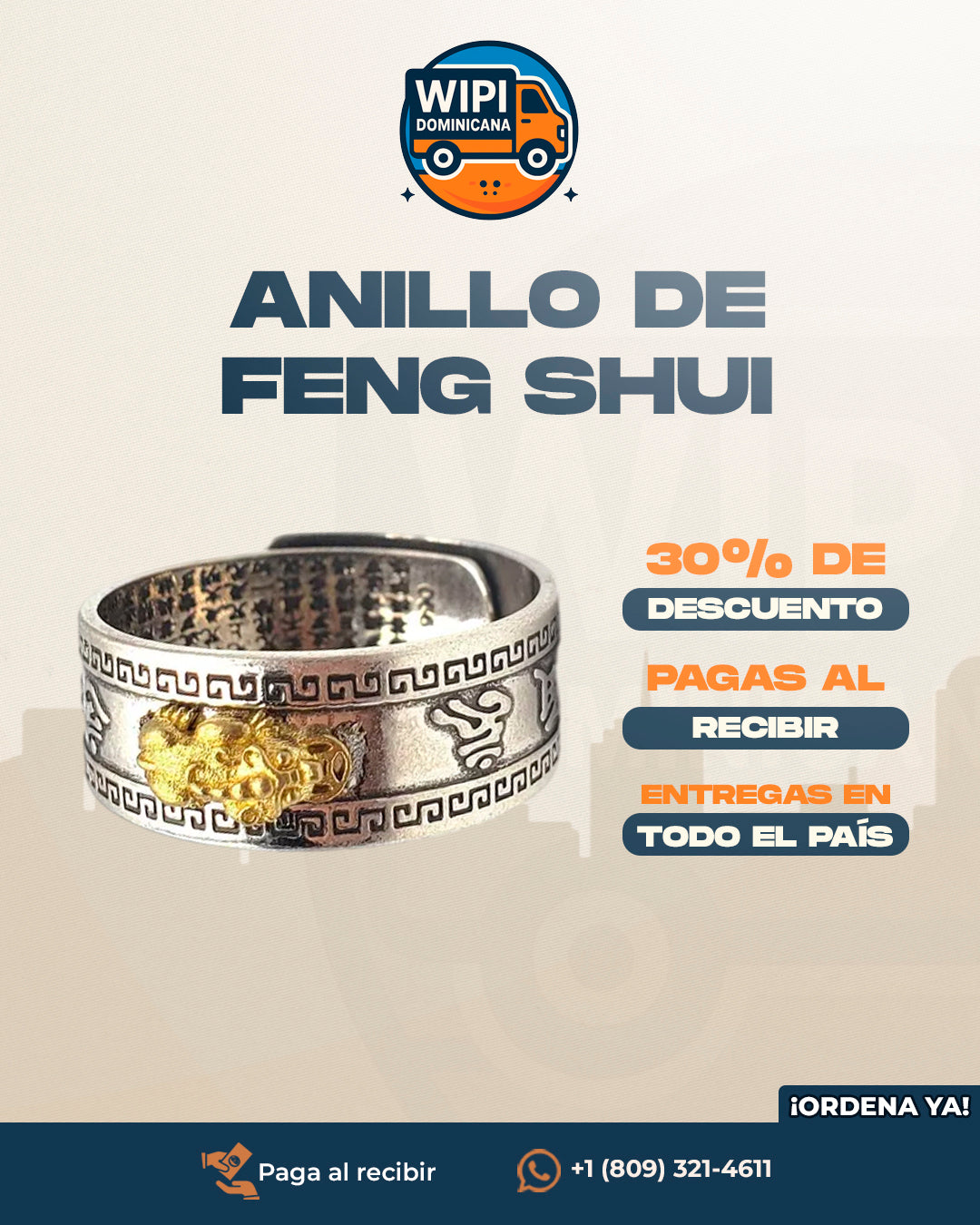 Anillo Feng Shui Mantras™ |  ¿Listo para Cambiar tu Suerte? El Anillo Feng Shui que Atrae Abundancia y Equilibrio