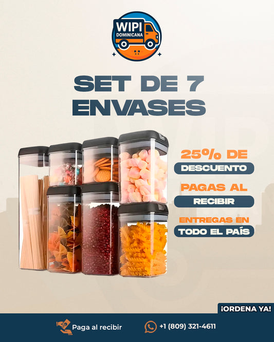 Set de 7 Envases Stack Fresh | Envases Herméticos Que No Querrá Esconder