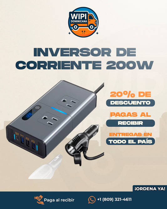 INVERSOR DE CORRIENTE 200W Renogy | Inversor 200W para Auto + 4 USB – ¡Energía Ilimitada en Tus Viajes!